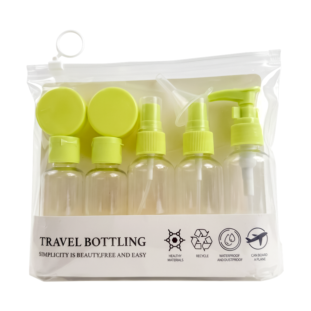TRAVEL BOTTLING дорожный набор косметических емкостей, 7 шт. (Зелёный)