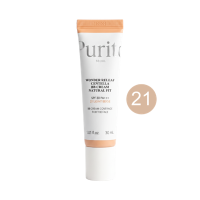PURITO Seoul Wonder Relief Centella BB Cream Natural Fit SPF30 PA+++ 21 Light Beige, 30 ml.