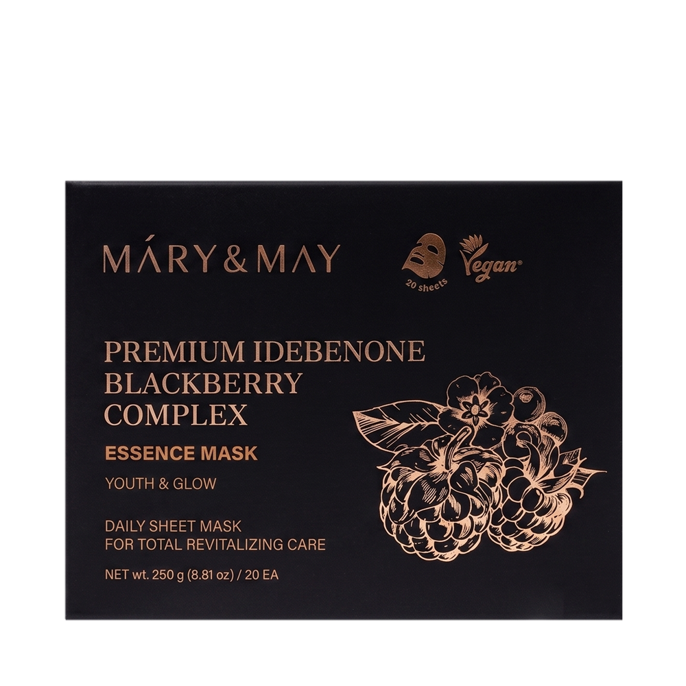 MARY&MAY Premium Idebenone Blackberry Complex Essence Mask, (20 шт. в упаковке)