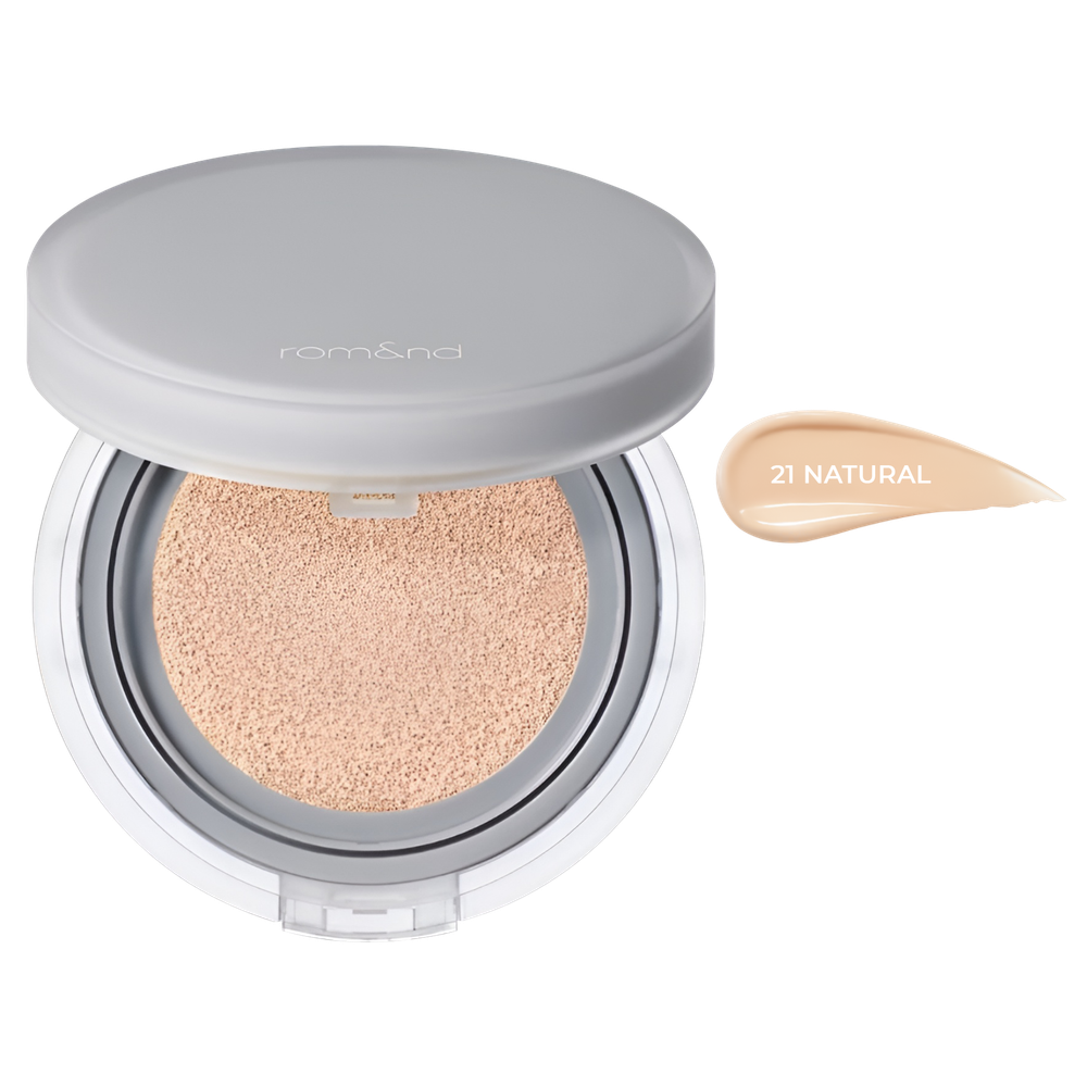 Стойкий тональный кушон с полуматовым финишем Rom&Nd Nu Zero Cushion SPF24 PA++ №03 Natural (21)