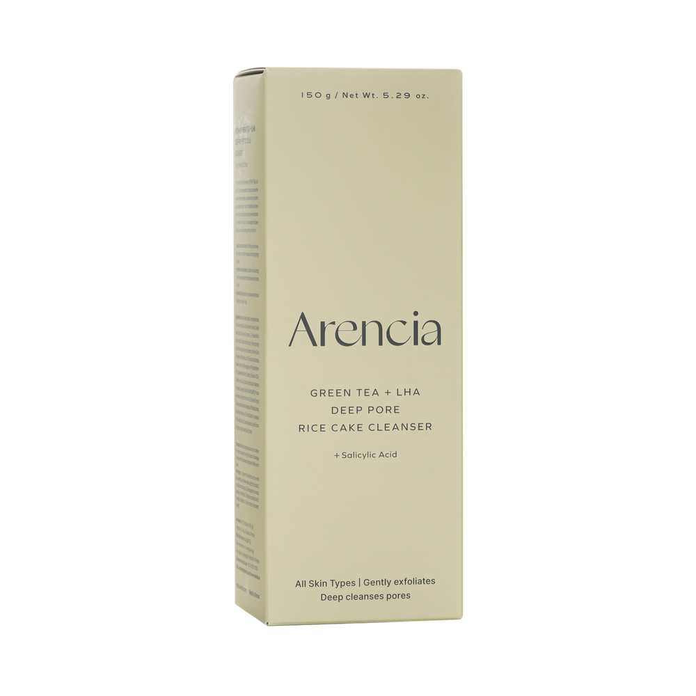 ARENCIA Green Tea + LHA Deep Pore Rice Cake Cleanser, 150 ml.