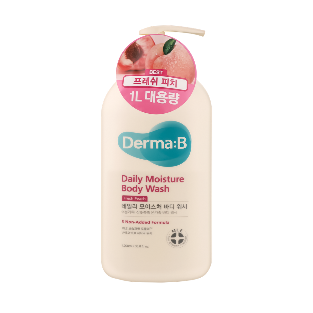 DERMA:B Daily Moisture Body Wash Fresh Peach, 1000 ml.