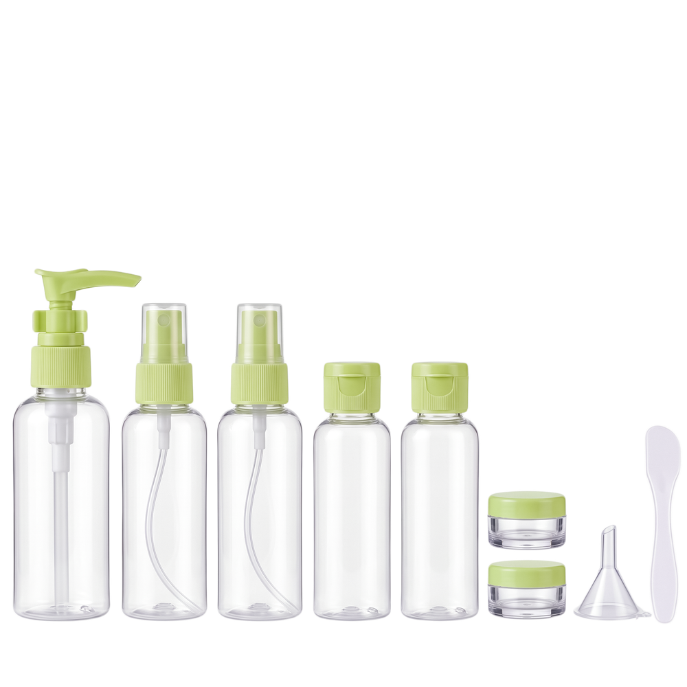 TRAVEL BOTTLING дорожный набор косметических емкостей, 7 шт. (Зелёный)