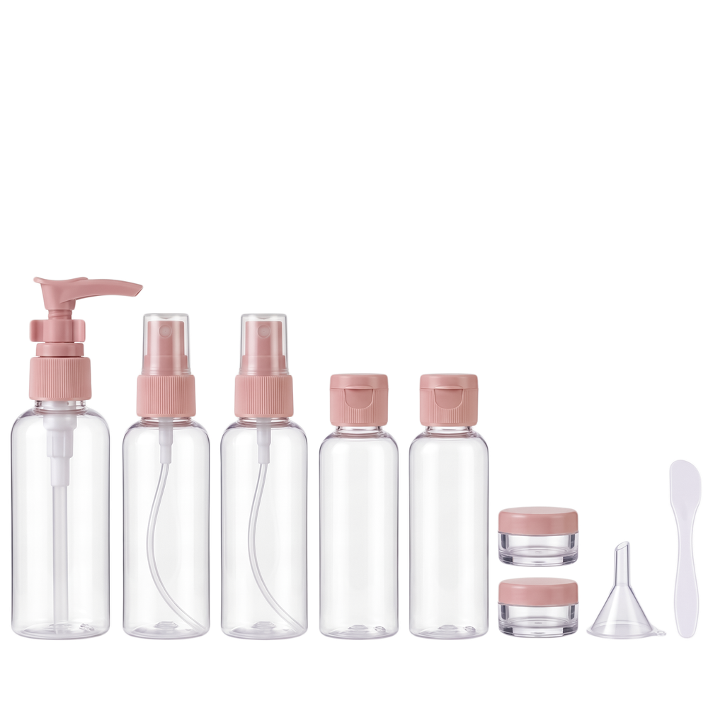 TRAVEL BOTTLING дорожный набор косметических емкостей, 7 шт. (Пыльно-розовый)