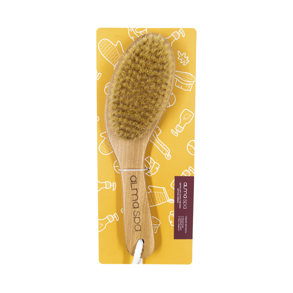 ALMASPA Щетка из щетины кабана для сухого массажа, 25 см