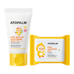 Детский солнцезащитный набор Atopalm Zinc Mild Up Sun Cream SPF50+ PA++++ / Atopalm Pure Cleansing Pad