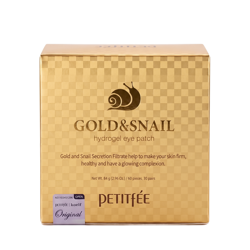 PETITFEE Hydro Gel Eye Patch Gold & Snail, 60 шт. (30 пар)