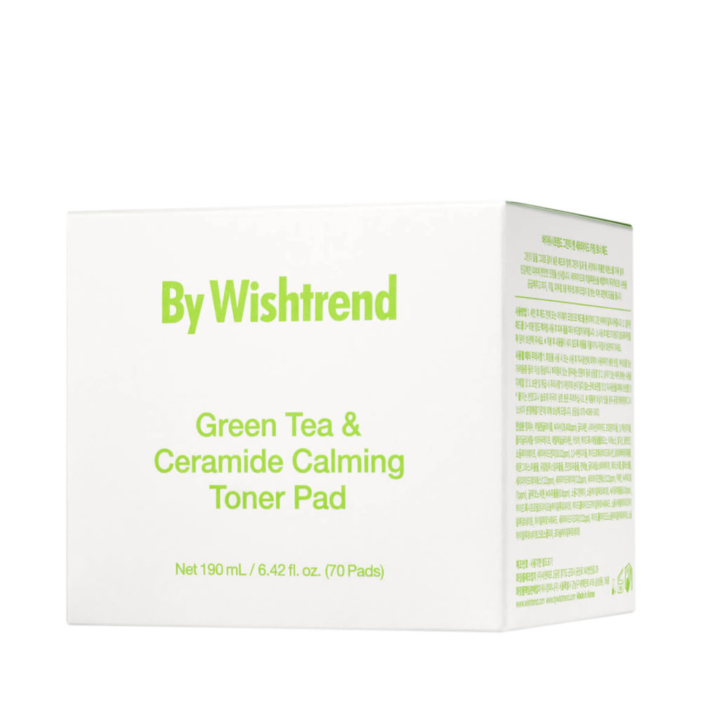 BY WiISHTREND Green Tea & Ceramide Calming Toner Pad, 190 ml.