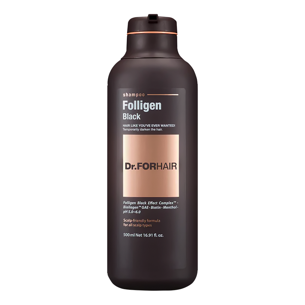 Чёрный шампунь от выпадения с тонирующим эффектом Dr.Forhair Folligen Black Shampoo