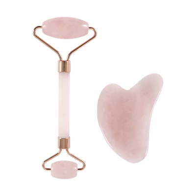 Набор роллера и гуаша из натурального розового кварца