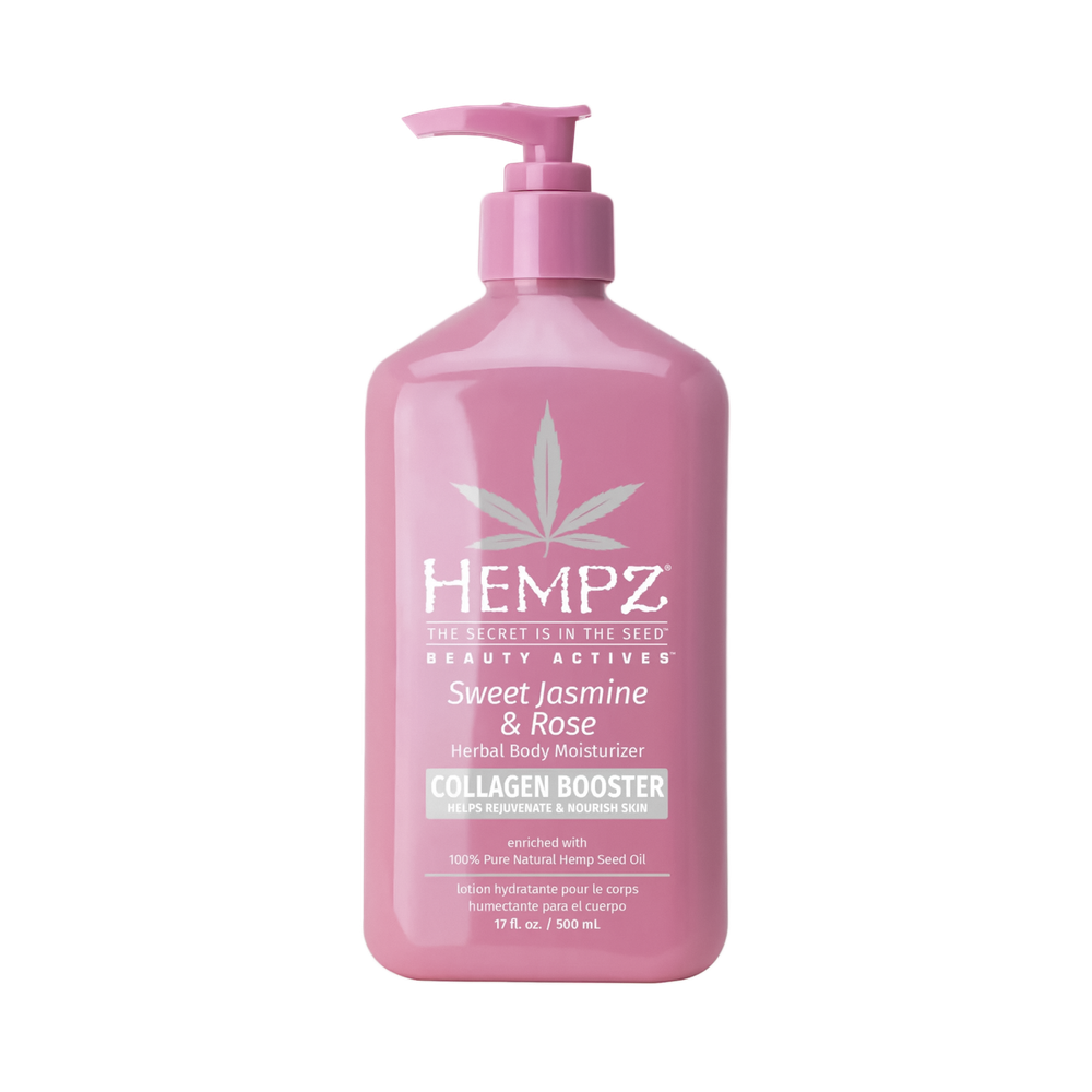 HEMPZ Sweet Jasmine & Rose Collagen Booster Herbal Body Moisturizer, 500 ml.