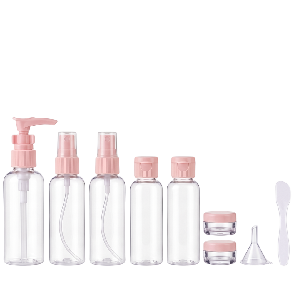 TRAVEL BOTTLING дорожный набор косметических емкостей, 7 шт. (Розовый)