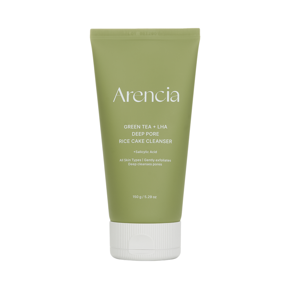 ARENCIA Green Tea + LHA Deep Pore Rice Cake Cleanser, 150 ml.