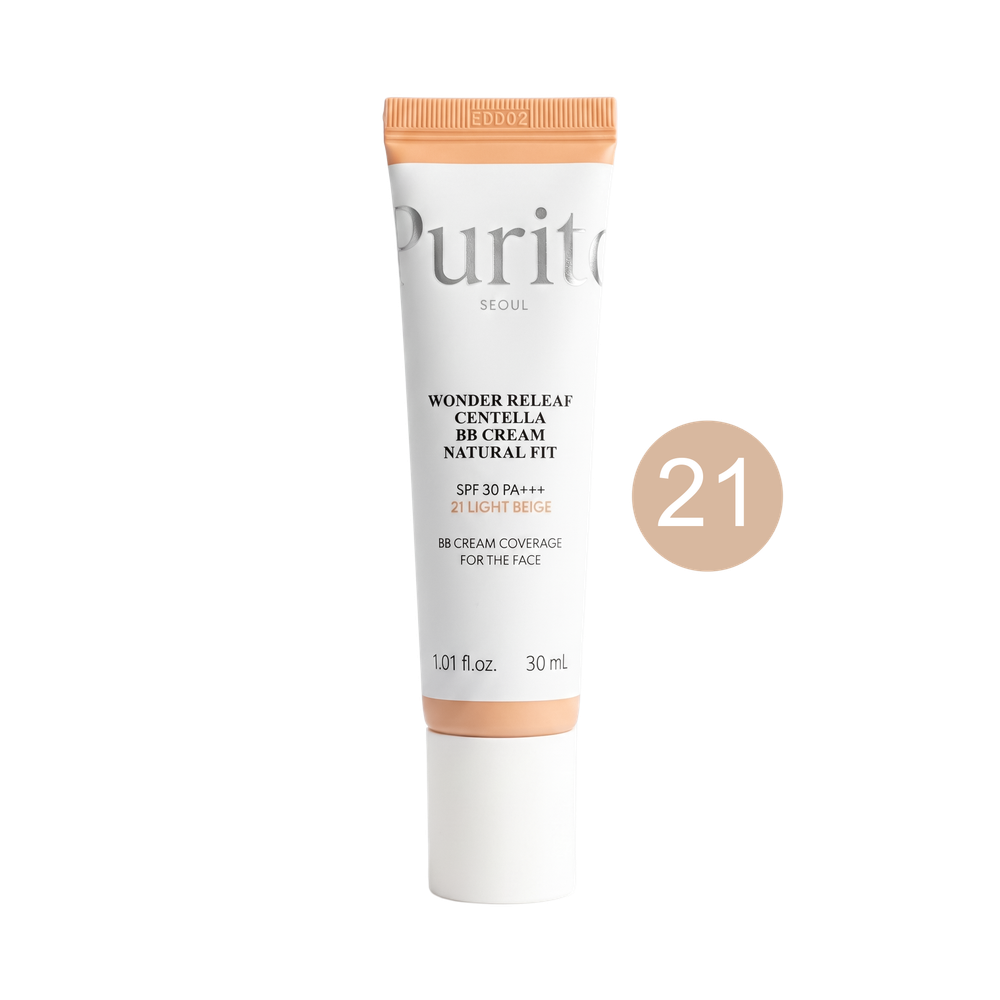PURITO Seoul Wonder Relief Centella BB Cream Natural Fit SPF30 PA+++ 21 Light Beige, 30 ml.