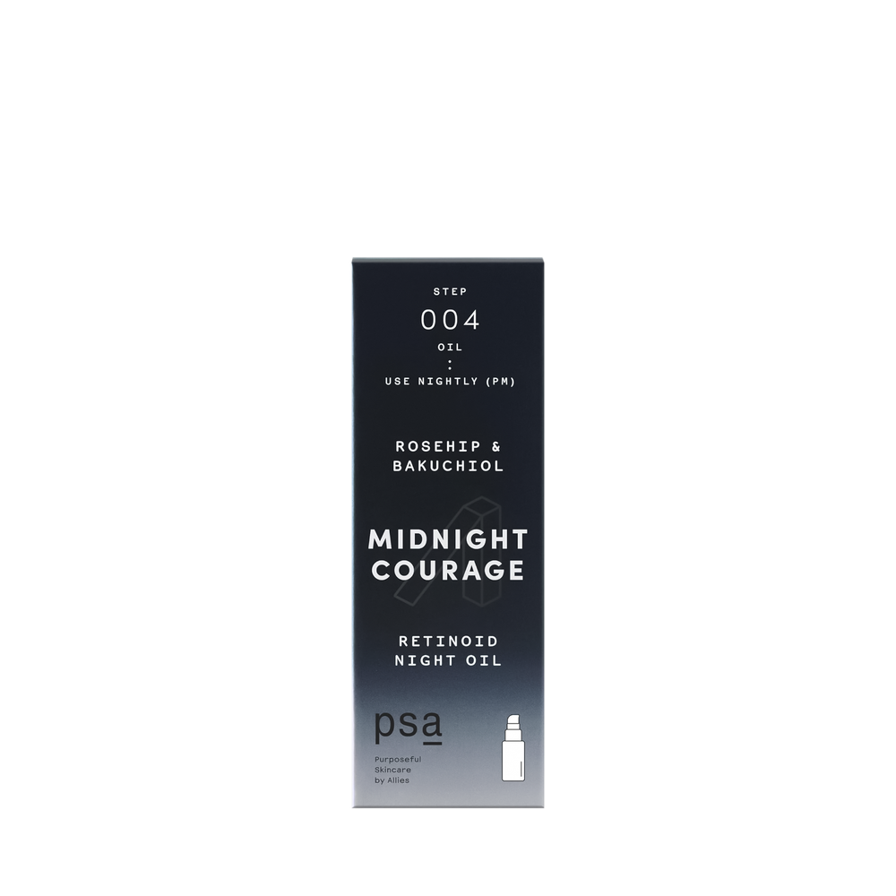 PSA Midnight Courage Rosehip & Bakuchiol Night Oil, 15 ml.
