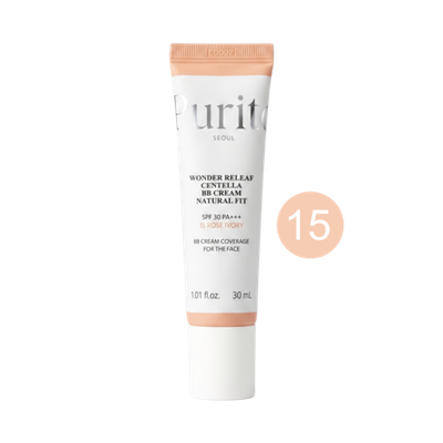 PURITO Seoul Wonder Relief Centella BB Cream Natural Fit SPF30 PA+++ 15 Rose Ivory, 30 ml.