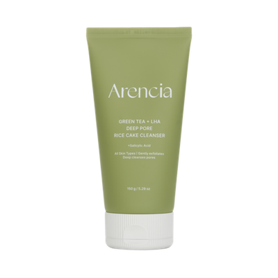 ARENCIA Green Tea + LHA Deep Pore Rice Cake Cleanser, 150 ml.