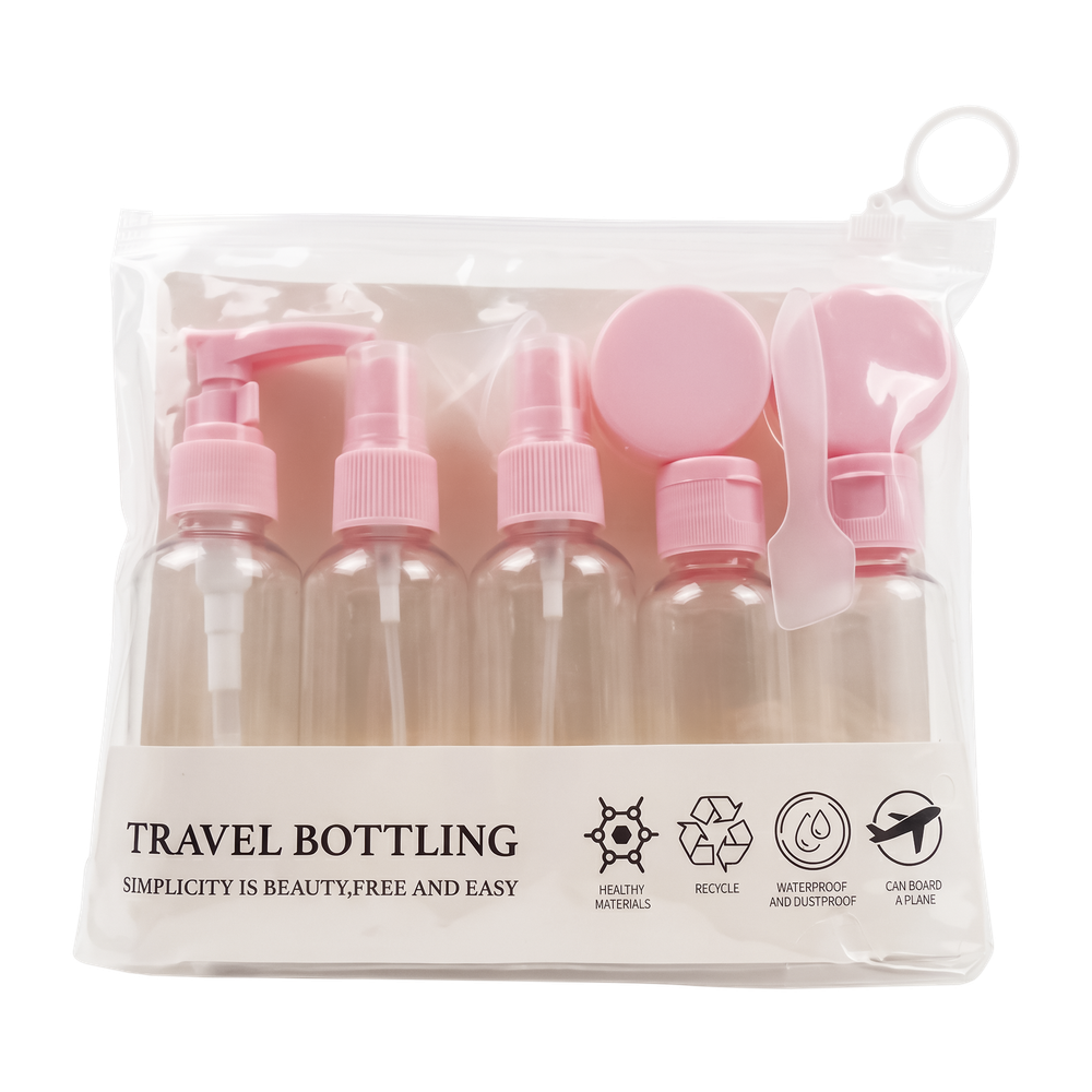 TRAVEL BOTTLING дорожный набор косметических емкостей, 7 шт. (Розовый)