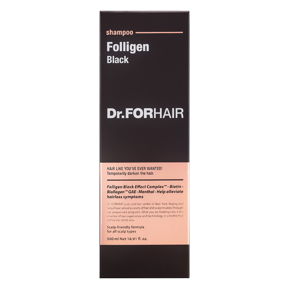 Чёрный шампунь от выпадения с тонирующим эффектом Dr.Forhair Folligen Black Shampoo