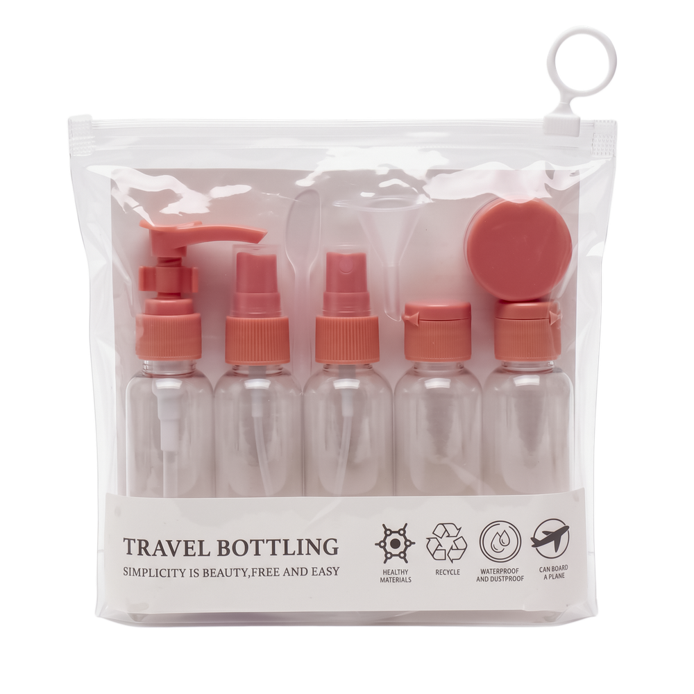 TRAVEL BOTTLING дорожный набор косметических емкостей, 7 шт. (Пыльно-розовый)