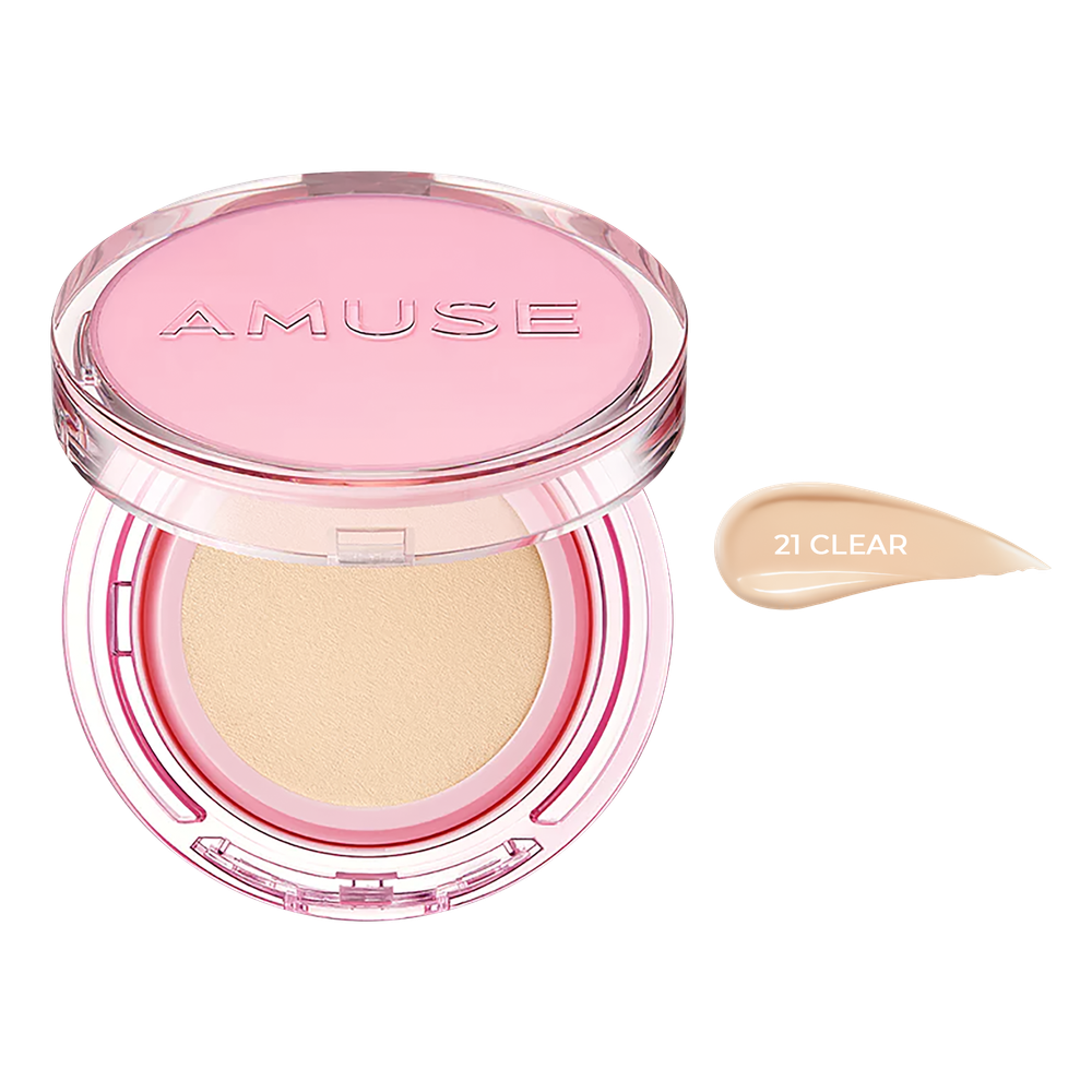 Увлажняющий кушон с сияющим финишем AMUSE DEW POWER VEGAN CUSHION SPF 50+ PA++++  №1,5 Clear (21)